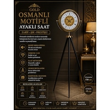 Gold Asalet Tripod Ayaklı Saat Osmanlı Motifli