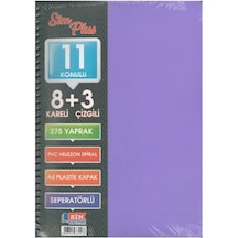Sımplus A4 8+3 275 Yp Plastik Kapak Ayraçlı Defter Eflatun