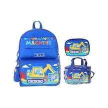 Kaukko Kids Mechanic Mavi - Sarı Renk Erkek Çocuk Üçlü İlkokul Okul Çantası Seti/takımı - Setkk-l5369d Çok Renkli