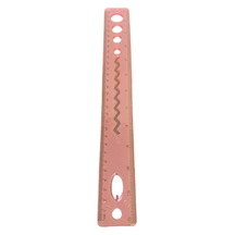 30cm Şeffaf Pembe Plastik Cetvel Zigzag Ve Şablon Delikli Okul Cetveli 0