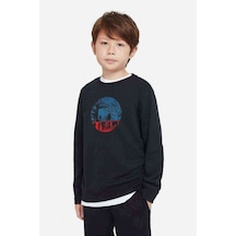 Tshirthane Stranger Things The Upside Down Baskılı Unisex Çocuk Siyah Sweat Siyah