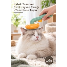 5 Adet Kabak Tasarımlı Evcil Hayvan Tarağı - Temizleme Tuşlu
