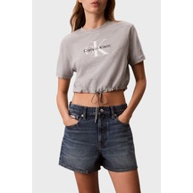 Calvin Klein Pamuklu Regular Fit Logolu Bisiklet Yaka T Shirt Lv047g288gp79 Bayan T Shirt Lv047g288g P79 Gri