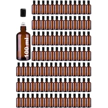 Çelik Roll On Şişesi 100 ML Sızdırmaz Siyah Kapaklı Amber Cam Şişe 100 Adet