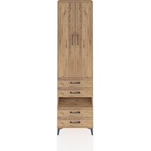 Arges Dolap 3 Raflı 4 Çekmeceli Tek Askılı 60x30x221 Çam-çam Çam