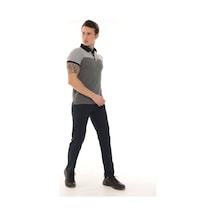 Erkek Polo Yaka T-shirt Takım Antramelanj Lacivert