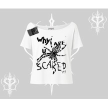 Tarzsokak Beyaz Kayık Yaka Tişört Why Are U Scared Beyaz