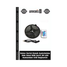 Delux Serisi Esnek Aydınlatma Oda Süsü Rgb Şerit 30 Led Kumandalı Usb Bağlantılı Çok Renkli