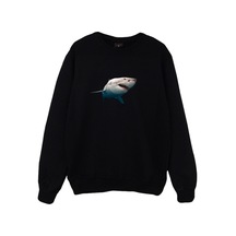 Köpek Balığı Shark Baskılı Sweatshirt Siyah