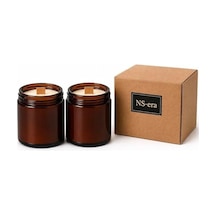 2&apos Li Paçuli Bergamot Tarçın Kokulu Mum Seti Toplam 420 Ml 260 Gr - Ahşap Fitil, Amber Cam Kavanoz, Uzun Yanma Süresi, Dekoratif Ve Hediye Kutulu 50 x 22