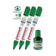 Yeşil Yazı Tahta Kalemi 3 Adet Ve Yazı Tahta Mürekkebi 30 Ml 1 Adet Doldurulabilir Tahta Kalemi Beyaz Yazı Tahtası