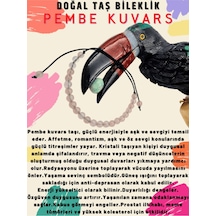 Gümüştel El Sanatları Sertifikalı Pembe Kuvars Doğal Taş Bileklik Ayarlamalı Kilit Sistemi Her Bileğe Uyumlu Çok Renkli