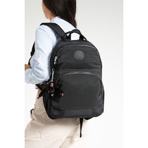 Sanmorris Unisex Suya Dayanıklı Kumaş Laptop Bölmeli 3 Gözlü Siyah Okul Seyahat Sırt Çantası 3005 Siyah
