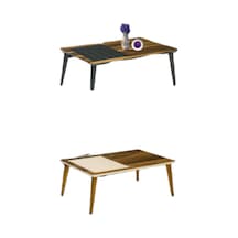 Orta Sehpa Osm Kareli Model Parlak Ceviz Krem Kayın Ince Torna A