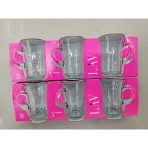 Kulplu Çay Bardağı 3 Lü 2 Paket Yudum Serisi Şeffaf
