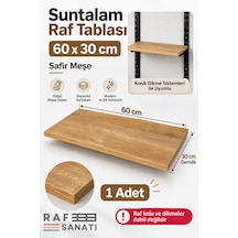 1 Adet - Suntalam Raf Tablası 60x30 Cm Safir Meşe Ahşap Raf Konik Dikme Sistemleri İle Uyumlu