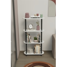 Soft 4 Katlı Modern Kitaplık Dekoratif Çok Amaçlı Kitaplık Ve Organizer Çok Raflı Düzenleyici - Beyaz Beyaz