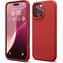 Newface Apple İphone 16 Pro Max Kılıf Nano İçi Kadife Silikon - Kırmızı