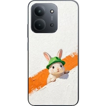 Redmi 15c Uyumlu Yeşil Şapkalı Tavşan Baskılı Silikon Kılıf Renkli