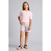 Defacto %100 Pamuk Leopar Desenli Gabardin Şort Kız Çocuk I5509a826hspn22 Pembe-pn22