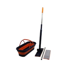 İbico İ21-019 Mop Seti Sap:130cm 360 Başlık 11.5x41cm Katlanır Yedek Bezli Tekerli Kovalı