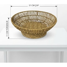Lunaev 31 Cm Plastik Rattan Servis Çanağı Doğal Hasır Görünümlü Dekoratif Meyve, Ekmek Ve Sunum Ka 0