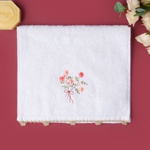 Soft Granny Summer Çiçek Nakışlı El Havlusu - Ekru - 30x50 Cm Renkli