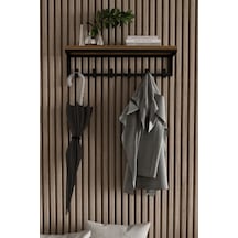 Aju Portmanto Duvar Askısı 6 Kanca Geniş Askılık Elbise Palto Şemsiye Askısı Banyo Mutfak Ev Askılığıı Siyah