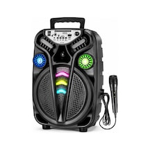 Platoon Pl-4681 Bt Usb Sd Aux 8 İnç Mikrofonlu Anfi Yüksek Ses Taşınabilir Rgb Işıklı Hoparlör