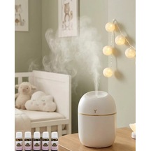 Kompakt Mini Hava Nemlendirici 5 Esans Led Işıklı Usb  Aromaterapi Cihazı