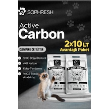 Sophresh Aktif Karbonlu Topaklanan Kedi Kumu 2x10 L %100 Doğal Bentonit, Güçlü Topaklanan