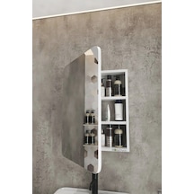 Oval Kapaklı %100 Mdf Aynalı Banyo Dolabı Üstü 70x50 Üst Dolap Beyaz