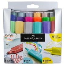 Faber-Castell 18'li Fosforlu Kalem Seti (6 Metalik+6 Pastel+6 Floresan)