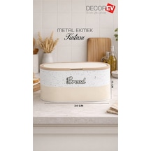 Mermer Desenli Metal Ekmek Kutusu Şık Ve Fonksiyonel Ekmek Saklama Kabı Krem