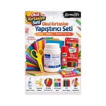 Okul Kırtasiye Seti Tutkal,makas,fon Kartonu,stick Yapıştırıcı,12'li Kuru Boya&pastel Boya