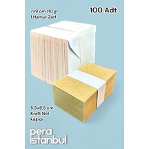 Pera İstanbul 100 Adet Mini Zarf 70mmx90mm Beyaz Zarf Hediye Doğum Günü Dilekleri Zarfı Kraft Not Kartlı