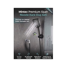 Noozle Siyah Lüks Duş Başlığı Siyah Hortum Ve Mafsal Komple Set Çok renkli