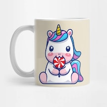 Lolipop Yiyen Unicorn Kupa Bardak Çok Renkli