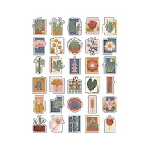 30 Adet Vintage Botanik Kolaj Sticker Seti - Laptop Defter Ajanda Scrapbook Çok Renkli