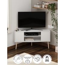 Bofigo Tv Sehpası 2 Kapaklı Tv Sehpası Köşe Tv Ünitesi Televizyon Sehpası Tv Sehpası Kıbrıs Beyaz