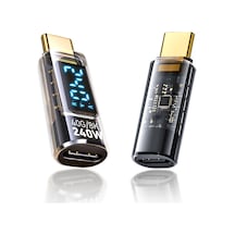 Usb-c Güç Ölçer Led Ekranlı Adaptör 240w Pd 3.1 Hızlı Şarj 40gbps Veri 8k Video Destekli Type-c