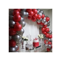 100 Adet Metalik Kırmızı Metalik Gümüş Gri Balon Zinciri A