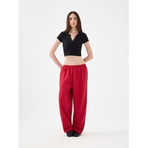 Baggy Fit Kadın Eşofman Altı Kırmızı