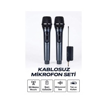 Zenvia Profesyonel Çiftli Kablosuz Mikrofon Seti Karaoke Şarj Edilebilir 50 Metre Znv2026