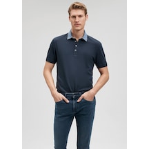 Mavi Yaka Detaylı Lacivert Polo Tişört Fitted / Vücuda Oturan Kesim 062685-28417 No Color