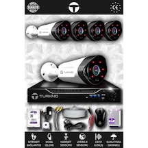 Turkno 5 Kameralı Galia 5 Dış Kamera Set 500 GB HDD Full HD Gece Görüşlü Güvenlik Kamerası Sistemi