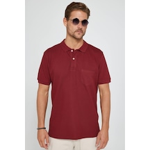 Tudors Erkek Klasik Fit Rahat Kesim %100 Pamuk Düz Pike Bordo Polo Yaka Tişört-31014-bordo Bordo