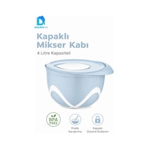 4 Litre Kapaklı Mikser Kabı Bpa İçermez Sıçratma Önleyici Hamur Yoğurma Kabı Mavi