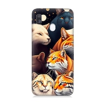 Samsung Galaxy A40 Uyumlu Renki Kedi Türleri Desenli Silikon Kılıf