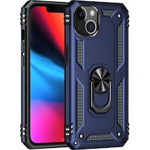 Newface Apple Apple iPhone Uyumlu  14 Kılıf Sofya Yüzüklü Silikon Kapak - Lacivert